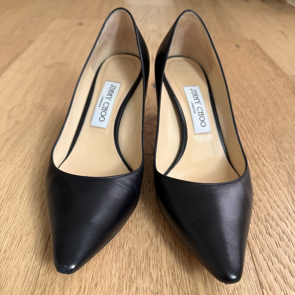 Jimmy Choo Romy 60 Black Kid Leather Pointed-Toe Pumps - Picture 6 of 12